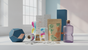 A visually striking concept for product packaging design tips, featuring a variety of unique, eye-catching package designs arranged in an elegant layout. In the foreground, showcase a selection of imaginative packaging examples such as geometric boxes, eco-friendly pouches, and striking bottles, all displaying vibrant colors and textures. In the middle layer, include design elements like colorful labels, modern patterns, and innovative closures. The background should feature a soft, light-filled studio setting with white and pastel tones to enhance the colorful packaging. Use soft, diffused lighting to create a pleasant atmosphere, emphasizing the creativity and professionalism of the packaging. Aim for a polished and inspirational mood that conveys innovation and brand enhancement without any text or logos.